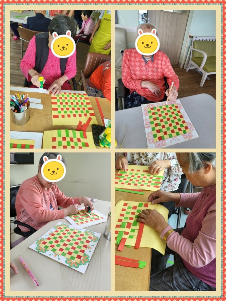 23년 6월 실버 인지 미술 프로그램 (직조 공예 방석 만들기)