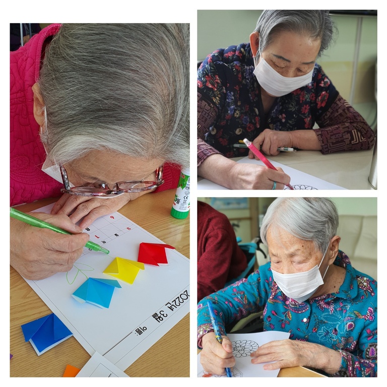 3월 인지활동 - 3월 달력만들기와 만다라 색칠하기