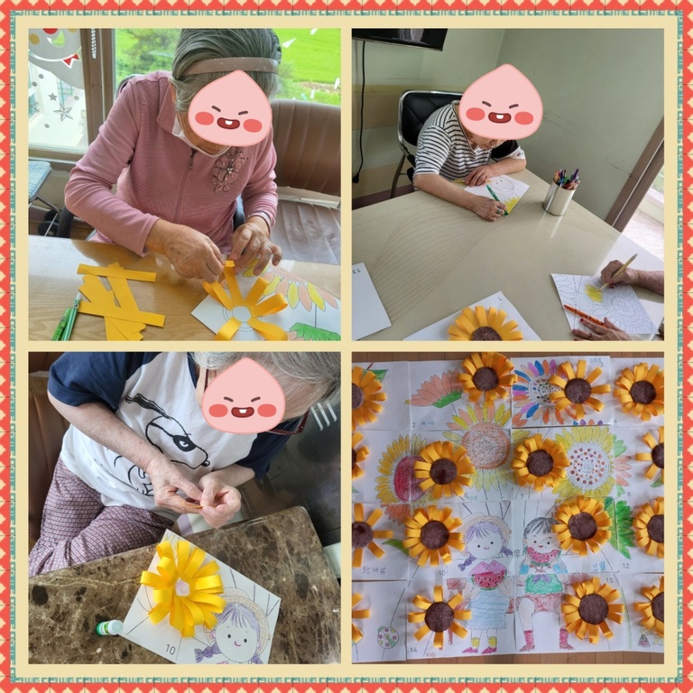 23년 7월 실버 인지 미술 (해바리기 협동화)